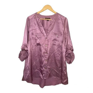 Dana Buchman Purple Satin Shirt Size 0X